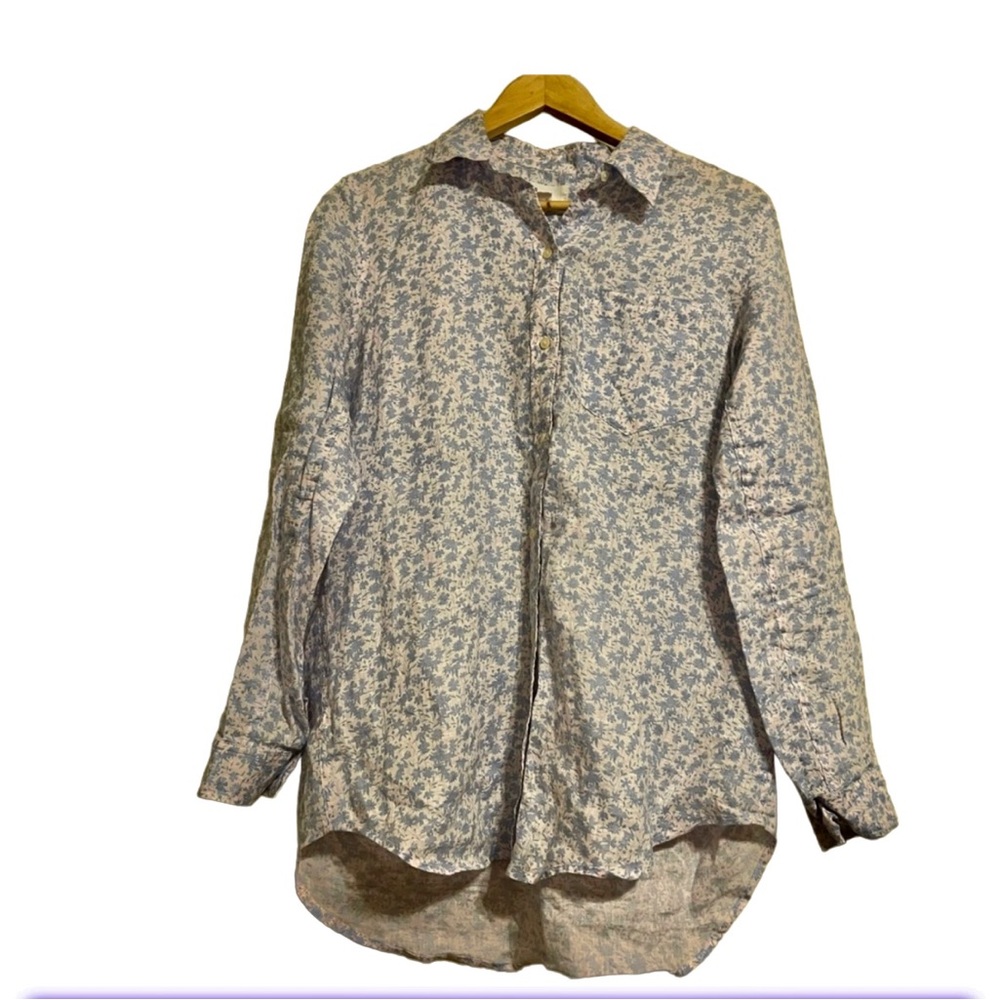 GAP Popover‎ 100% Linen Floral shirt